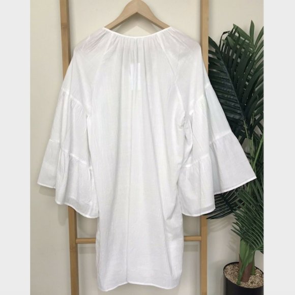 SOLD Seafolly White Flared Tiered Sleeve Cover Up Dress - Picture 3 of 12